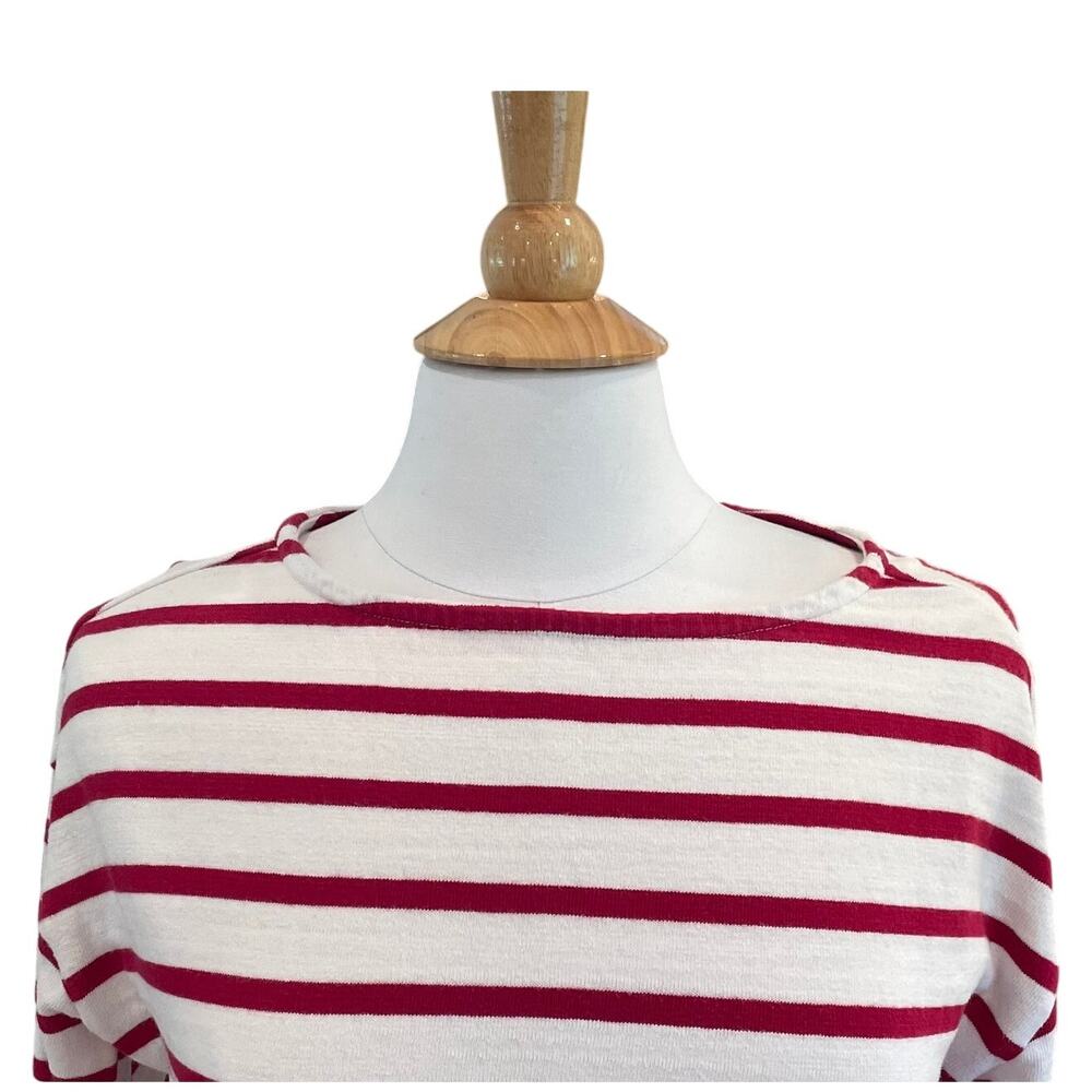 Ann Taylor LOFT Red Stripe Long Sleeve T-Shirt, Ribbon Detail, Minimalist, XS - Picture 2 of 13